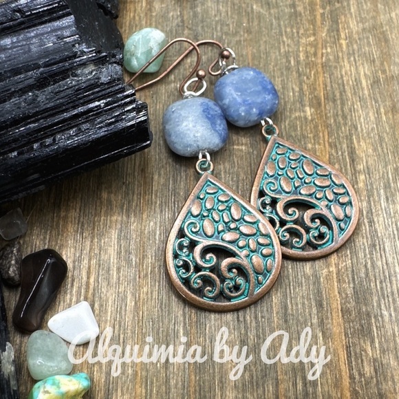 Alquimia Blue and Copper Earrings - Picture 1 of 1